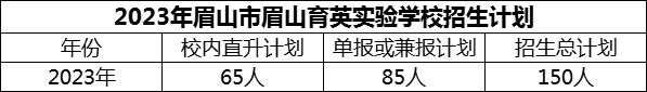 2024年眉山市眉山育英實驗學校招生計劃是多少？