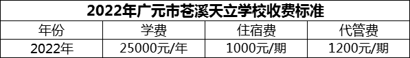 2024年廣元市蒼溪天立學校學費多少錢？