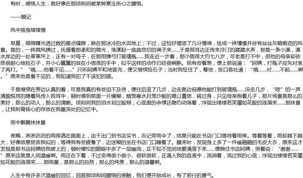 2020年中考滿分作文說明文參考范文：那時，我淚流滿面