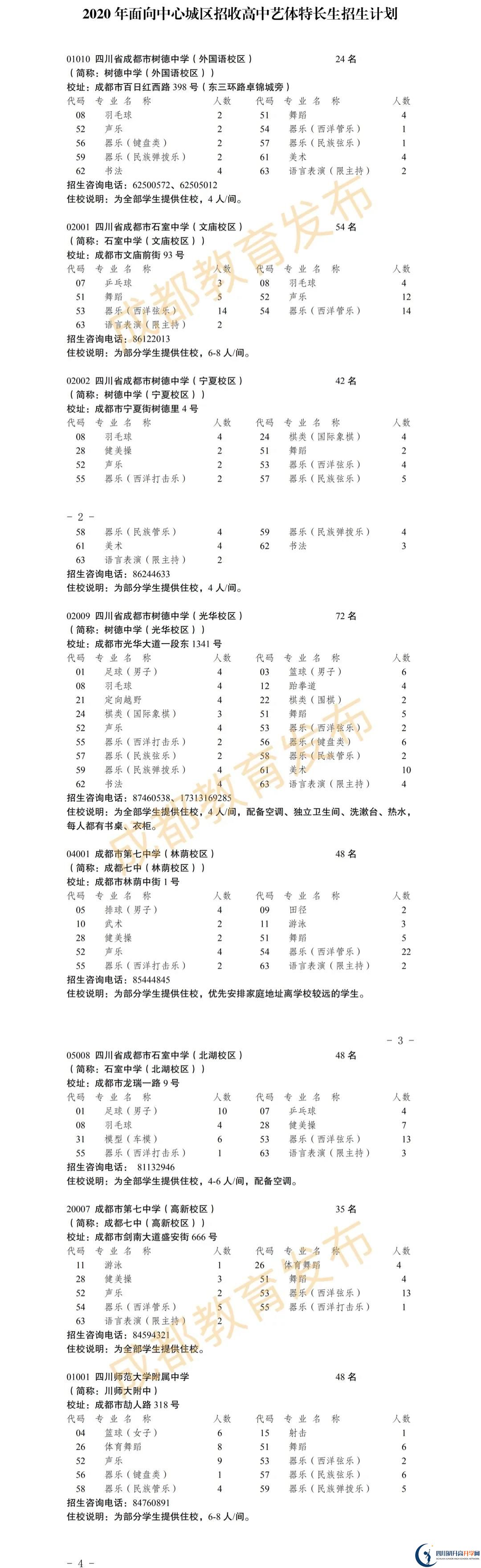 2020年成都市高中藝體特長生招生政策出爐！附招生計(jì)劃